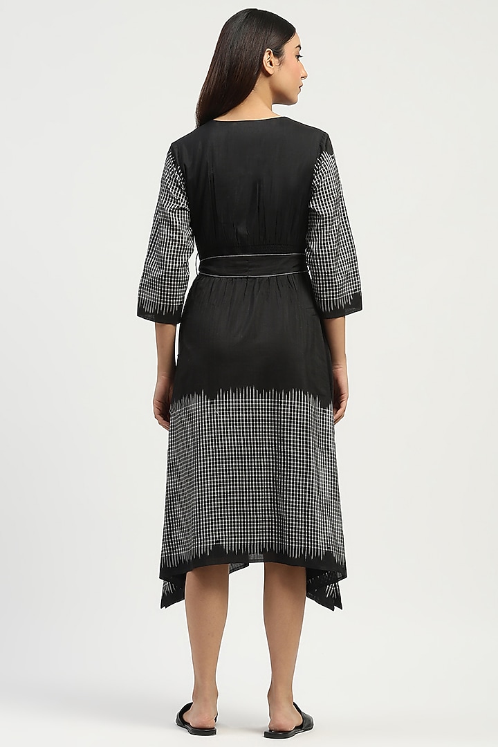 Black Silk & Cotton Cutwork Midi Vacation Dress by Abraham & Thakore at Pernia's Pop Up Shop