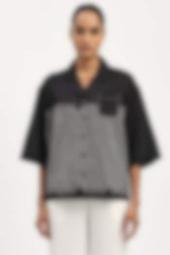 Black Silk & Cotton Checkered Shirt by Abraham & Thakore at Pernia's Pop Up Shop