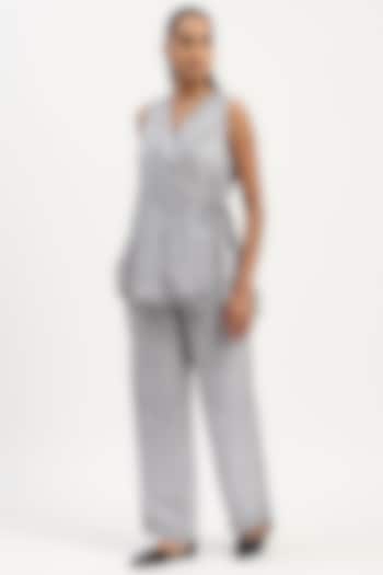 Grey Viscose Georgette Printed Co-Ord Set by Abraham & Thakore at Pernia's Pop Up Shop