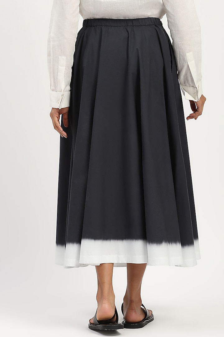 Black & Ivory Cotton Poplin Midi Skirt by Abraham & Thakore at Pernia's Pop Up Shop