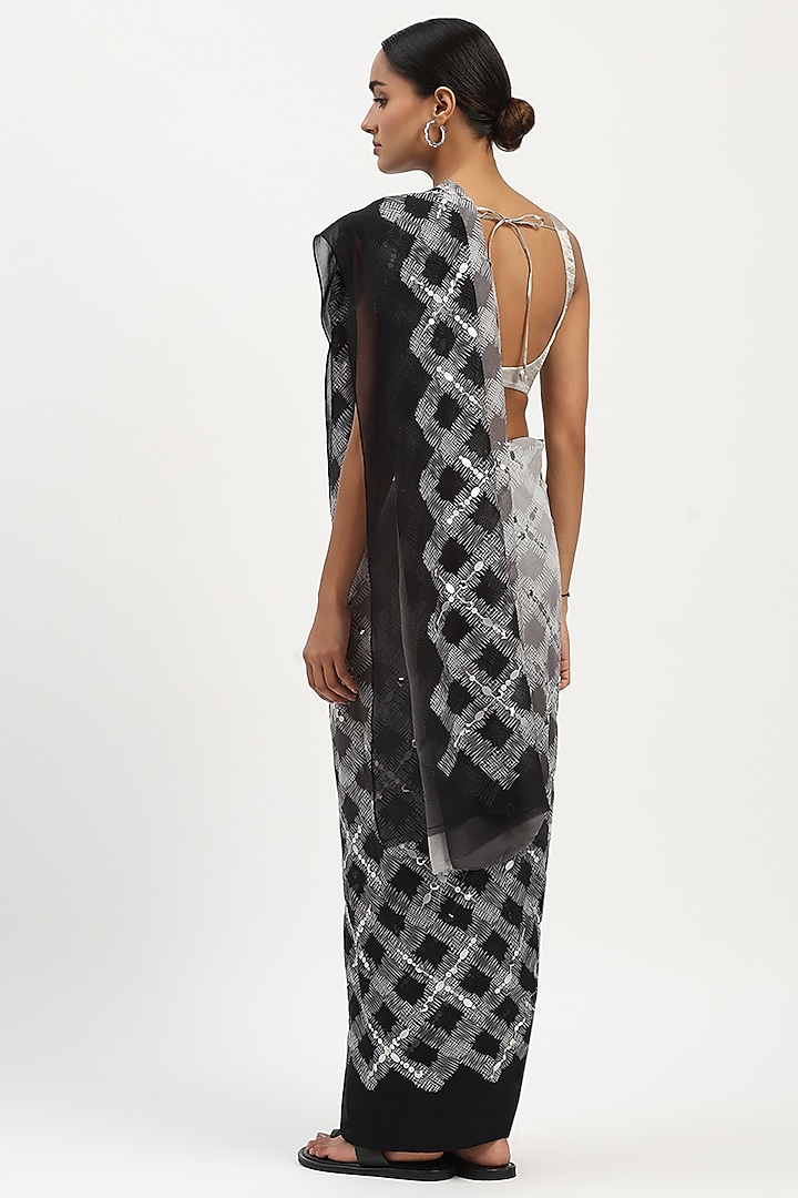 Black Ombre Viscose Georgette Printed Party Wear Saree by Abraham & Thakore at Pernia's Pop Up Shop