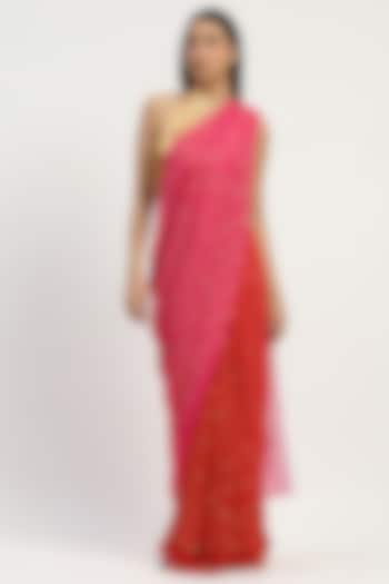 Fuchsia Viscose Georgette Printed Party Wear Saree by Abraham & Thakore at Pernia's Pop Up Shop