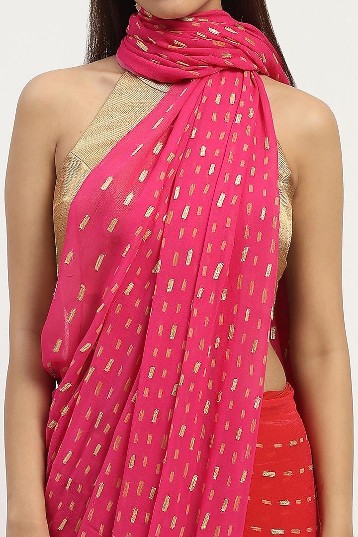 Fuchsia Viscose Georgette Printed Party Wear Saree by Abraham & Thakore at Pernia's Pop Up Shop