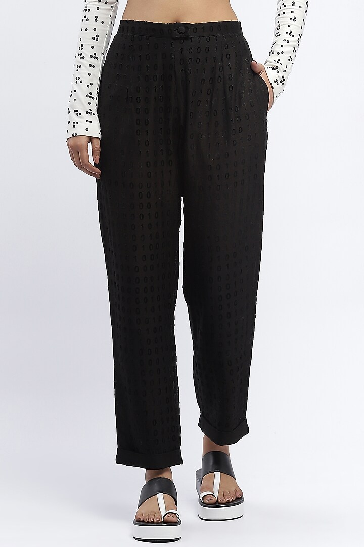 Black Chanderi Trousers by Abraham & Thakore at Pernia's Pop Up Shop