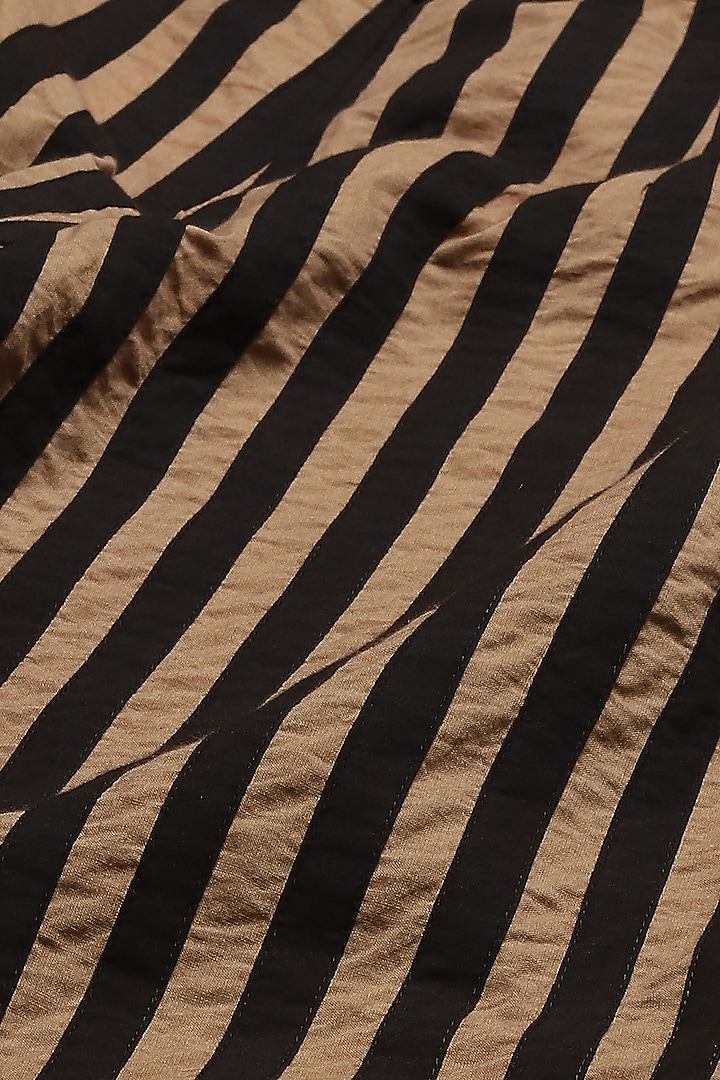 Peanut Brown Cotton Cambric Striped Straight Pants by Abraham & Thakore at Pernia's Pop Up Shop
