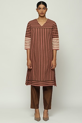 Redwood Cotton Cambric Striped Kurta by Abraham & Thakore