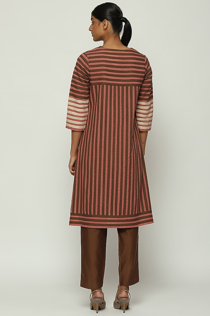 Redwood Cotton Cambric Striped Kurta by Abraham & Thakore at Pernia's Pop Up Shop