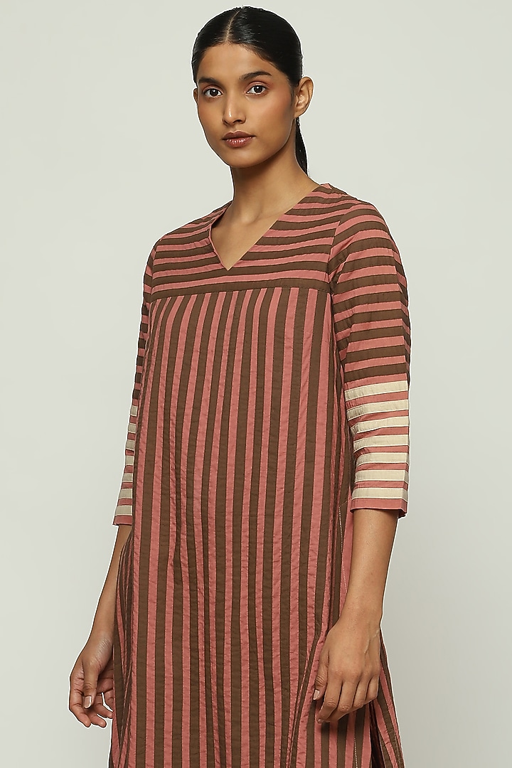 Redwood Cotton Cambric Striped Kurta by Abraham & Thakore at Pernia's Pop Up Shop