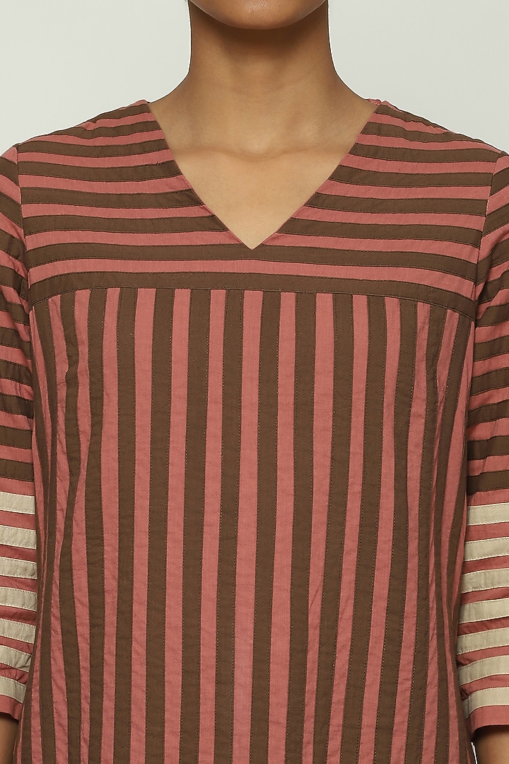 Redwood Cotton Cambric Striped Kurta by Abraham & Thakore at Pernia's Pop Up Shop