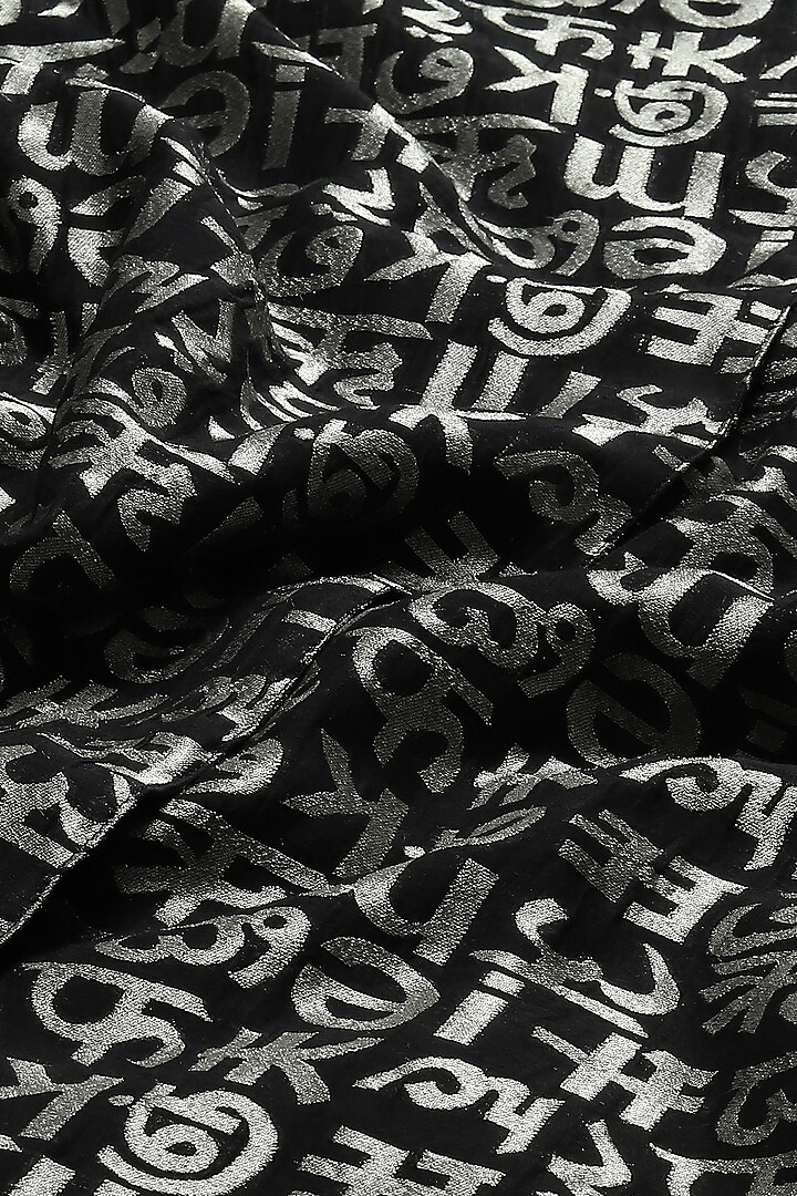 Black Cotton & Silk Zari Brocade Woven Vacation Dress by Abraham & Thakore at Pernia's Pop Up Shop