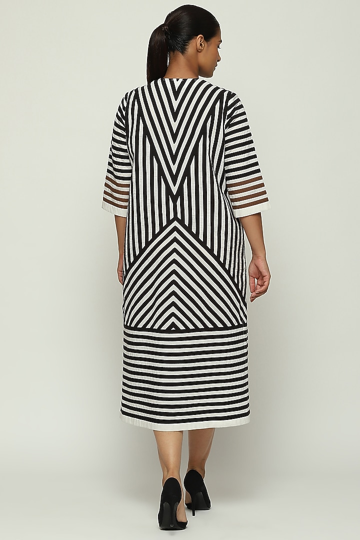 Ivory Cotton Cambric Striped Vacation Dress by Abraham & Thakore at Pernia's Pop Up Shop