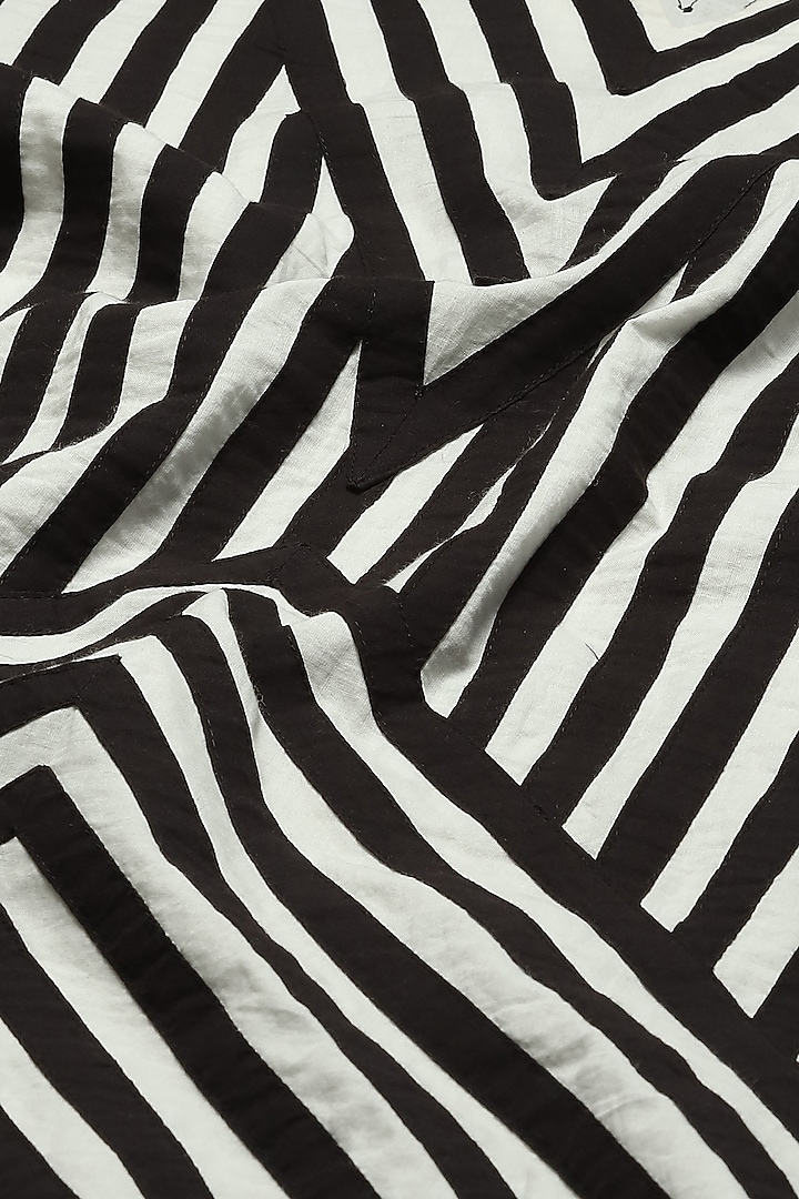 Ivory Cotton Cambric Striped Vacation Dress by Abraham & Thakore at Pernia's Pop Up Shop
