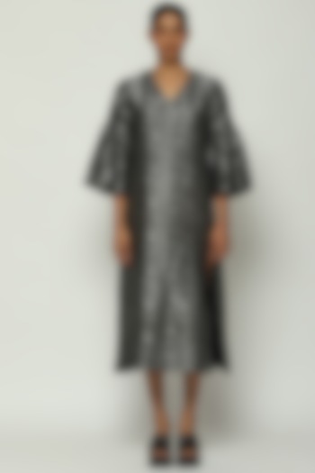 Black Cotton & Silk Zari Brocade Woven Jacket by Abraham & Thakore at Pernia's Pop Up Shop