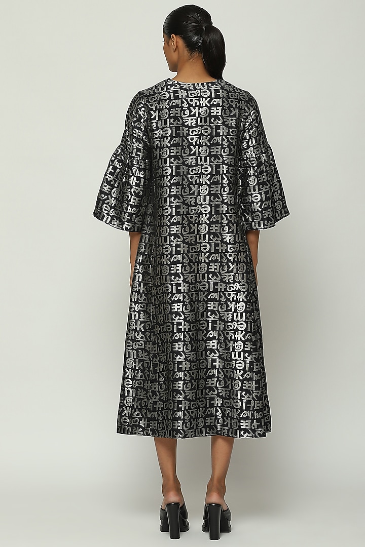 Black Cotton & Silk Zari Brocade Woven Jacket by Abraham & Thakore at Pernia's Pop Up Shop