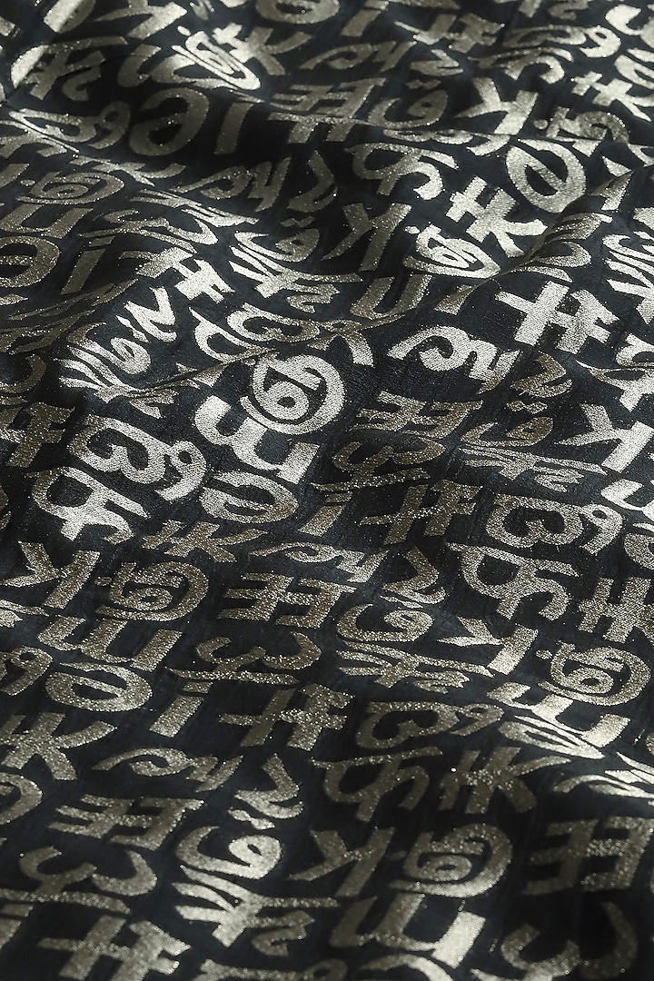 Black Cotton & Silk Zari Brocade Woven Jacket by Abraham & Thakore at Pernia's Pop Up Shop