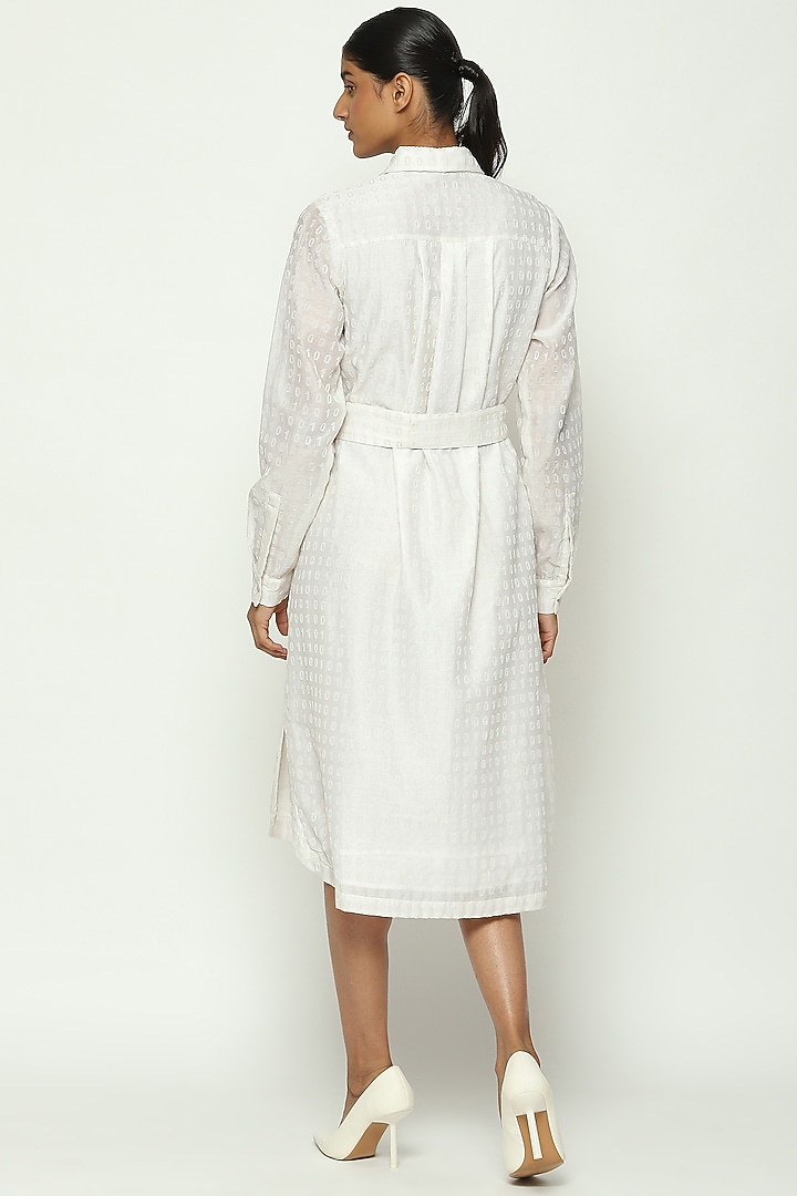 Ivory Chanderi Vacation Shirt Dress by Abraham & Thakore at Pernia's Pop Up Shop