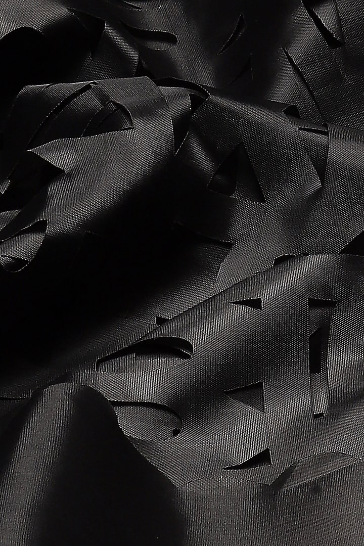 Black Reinforced Ripstop Nylon Wedding Saree by Abraham & Thakore at Pernia's Pop Up Shop