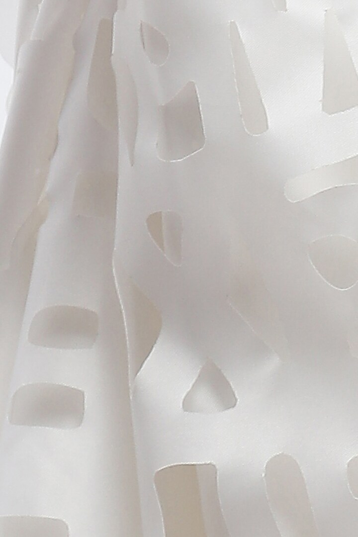White Reinforced Ripstop Nylon Wedding Saree by Abraham & Thakore at Pernia's Pop Up Shop