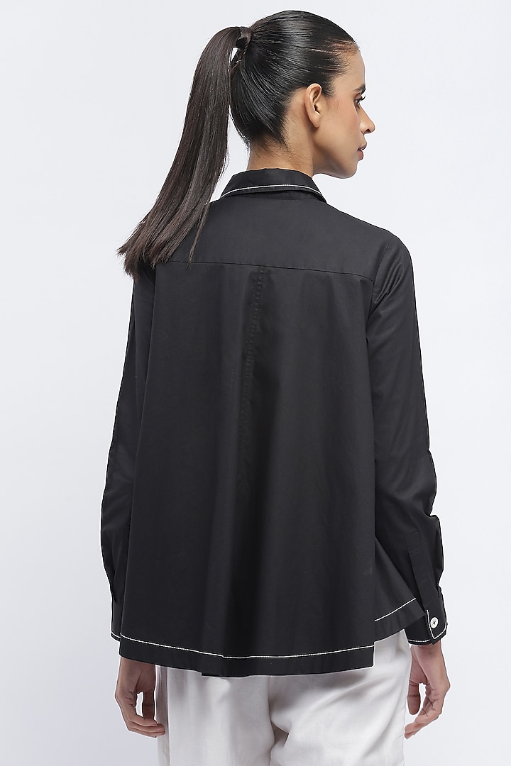 Black Cotton Poplin Shirt by Abraham & Thakore at Pernia's Pop Up Shop