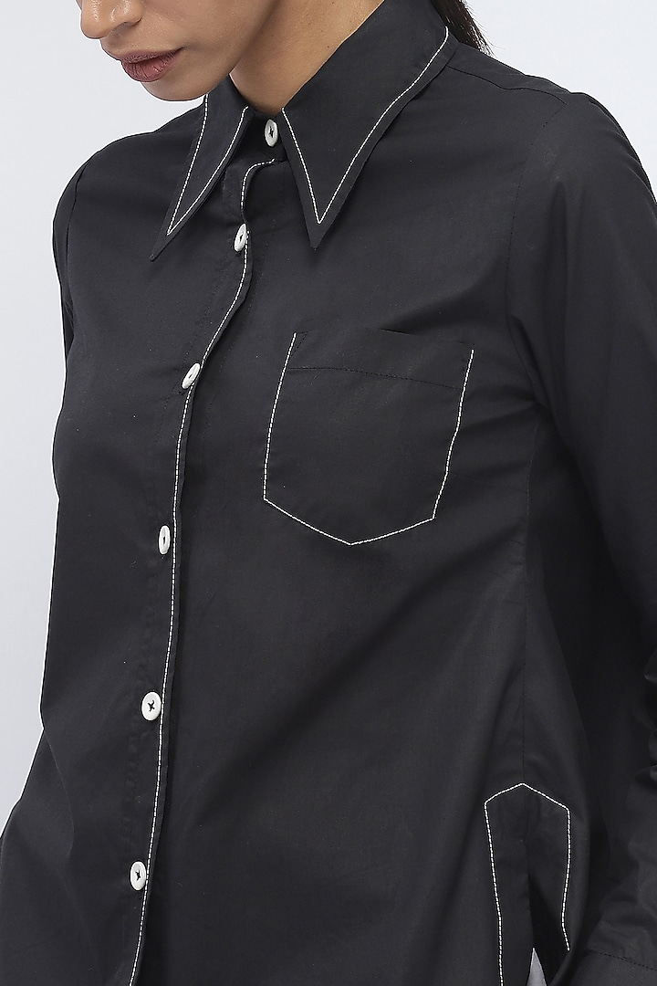 Black Cotton Poplin Shirt by Abraham & Thakore at Pernia's Pop Up Shop