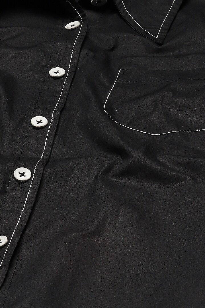 Black Cotton Poplin Shirt by Abraham & Thakore at Pernia's Pop Up Shop