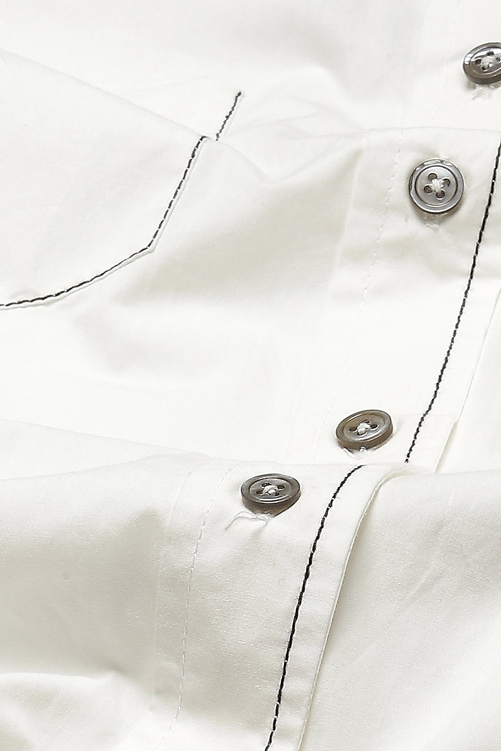 Ivory Cotton Poplin Long Shirt by Abraham & Thakore at Pernia's Pop Up Shop
