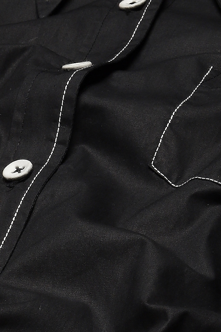 Black Cotton Poplin Long Shirt by Abraham & Thakore at Pernia's Pop Up Shop