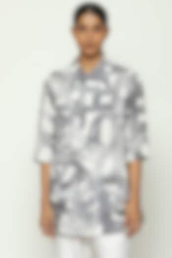 White Tencel Digital Printed Shirt by Abraham & Thakore at Pernia's Pop Up Shop