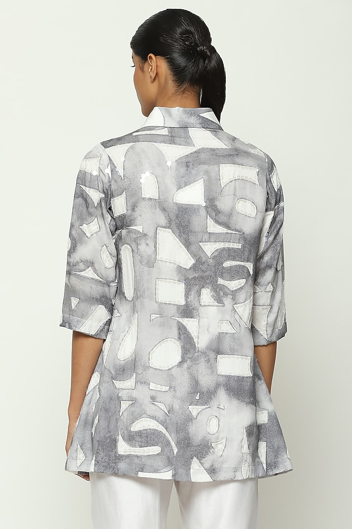 White Tencel Digital Printed Shirt by Abraham & Thakore at Pernia's Pop Up Shop