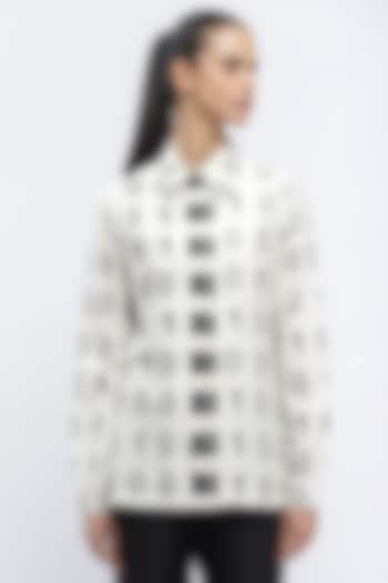 Ivory Silk & Cotton Ikat Shirt by Abraham & Thakore at Pernia's Pop Up Shop