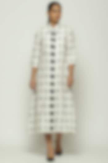 Ivory Silk & Cotton Ikat Shirt Dress by Abraham & Thakore at Pernia's Pop Up Shop