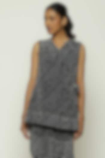 Black Chanderi Wrap Top by Abraham & Thakore at Pernia's Pop Up Shop