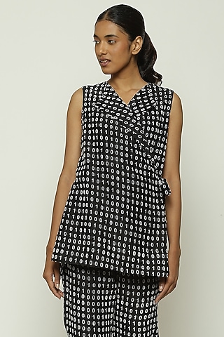 Black Chanderi Wrap Top by Abraham & Thakore
