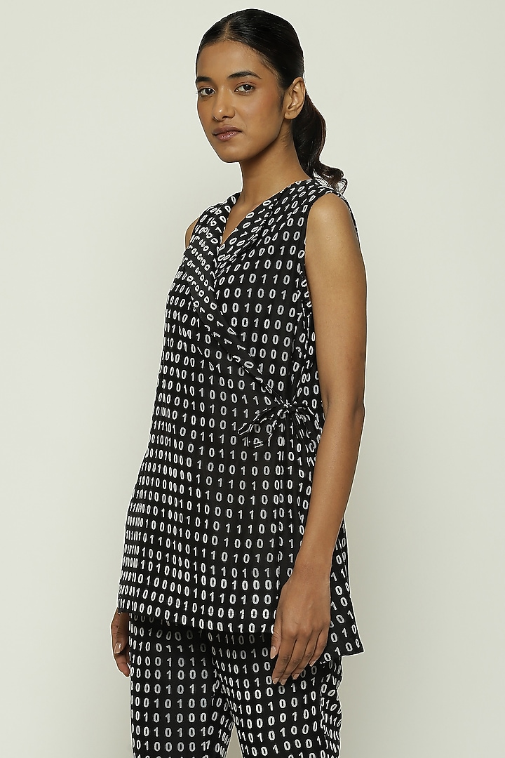 Black Chanderi Wrap Top by Abraham & Thakore at Pernia's Pop Up Shop