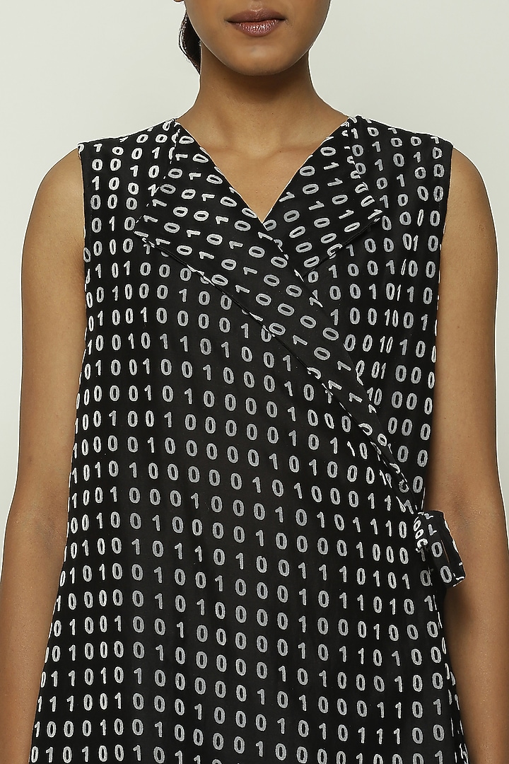 Black Chanderi Wrap Top by Abraham & Thakore at Pernia's Pop Up Shop