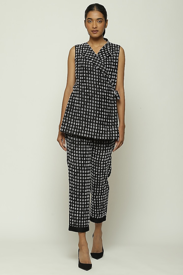 Black Chanderi Wrap Top by Abraham & Thakore at Pernia's Pop Up Shop