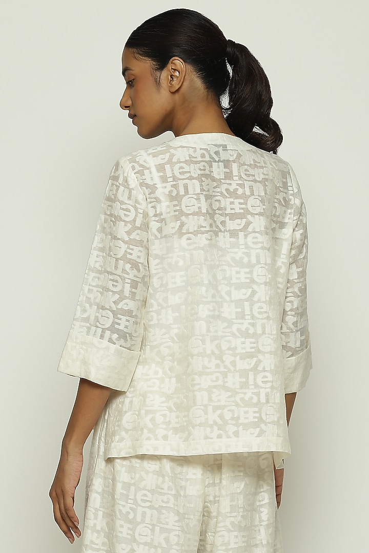 Ivory Handwoven Silk & Cotton Top by Abraham & Thakore at Pernia's Pop Up Shop