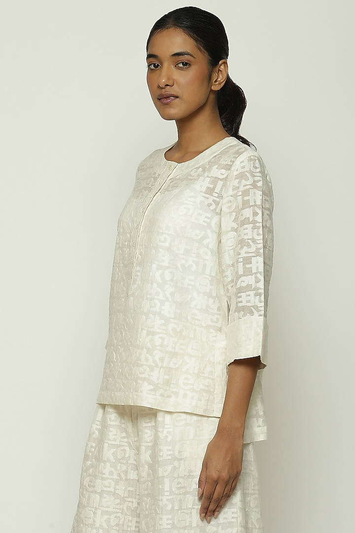 Ivory Handwoven Silk & Cotton Top by Abraham & Thakore at Pernia's Pop Up Shop