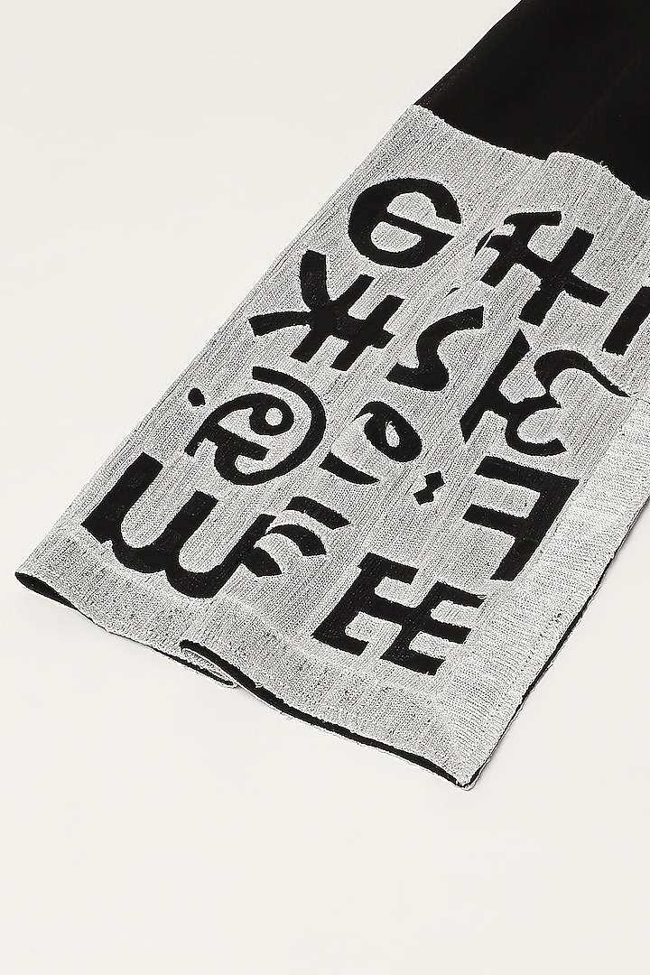 Black Silk Georgette Crewel Embroidered Scarf by Abraham & Thakore at Pernia's Pop Up Shop