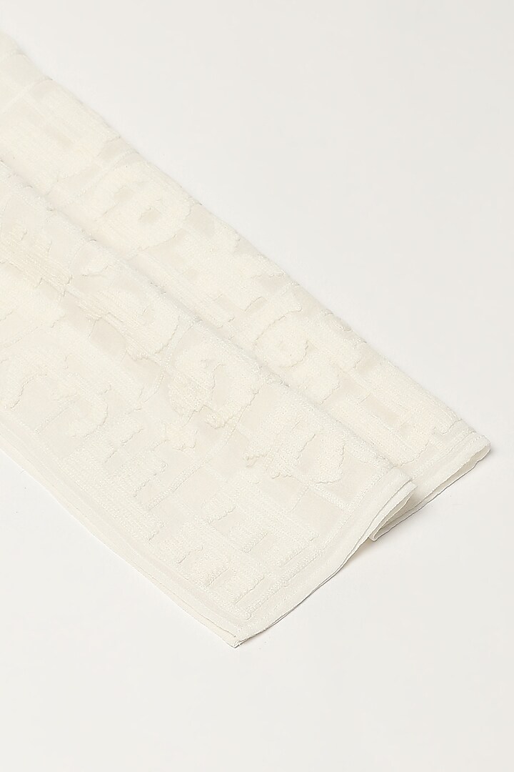Ivory Silk Georgette Embroidered Woven Scarf by Abraham & Thakore at Pernia's Pop Up Shop