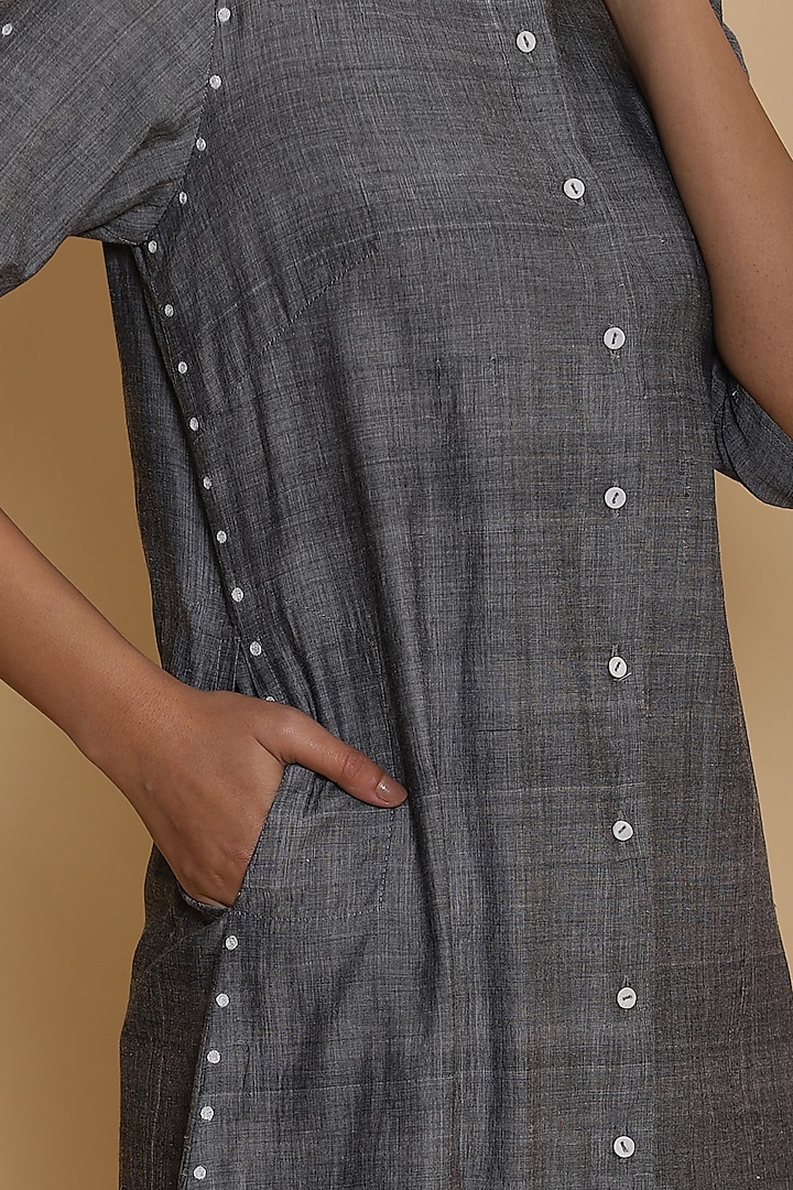 Grey Hand Embroidered Long Jacket by Abraham & Thakore at Pernia's Pop Up Shop