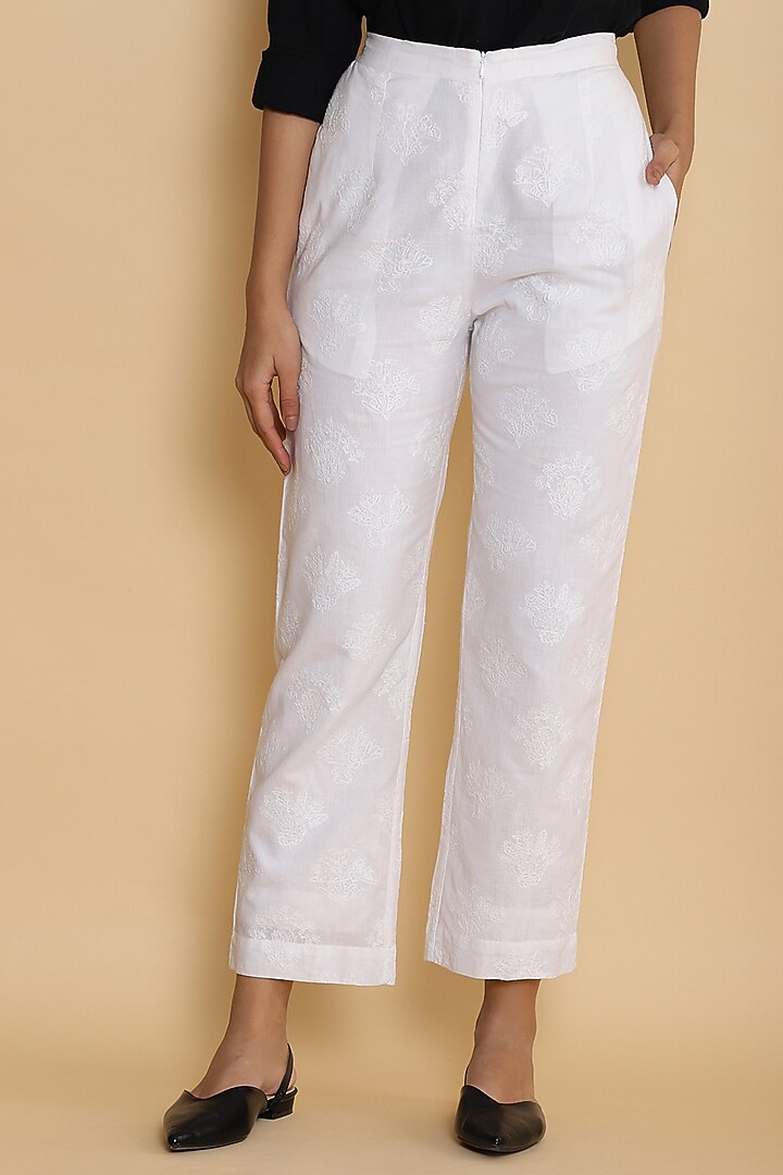 Ivory Regular Fit Pants by Abraham & Thakore at Pernia's Pop Up Shop