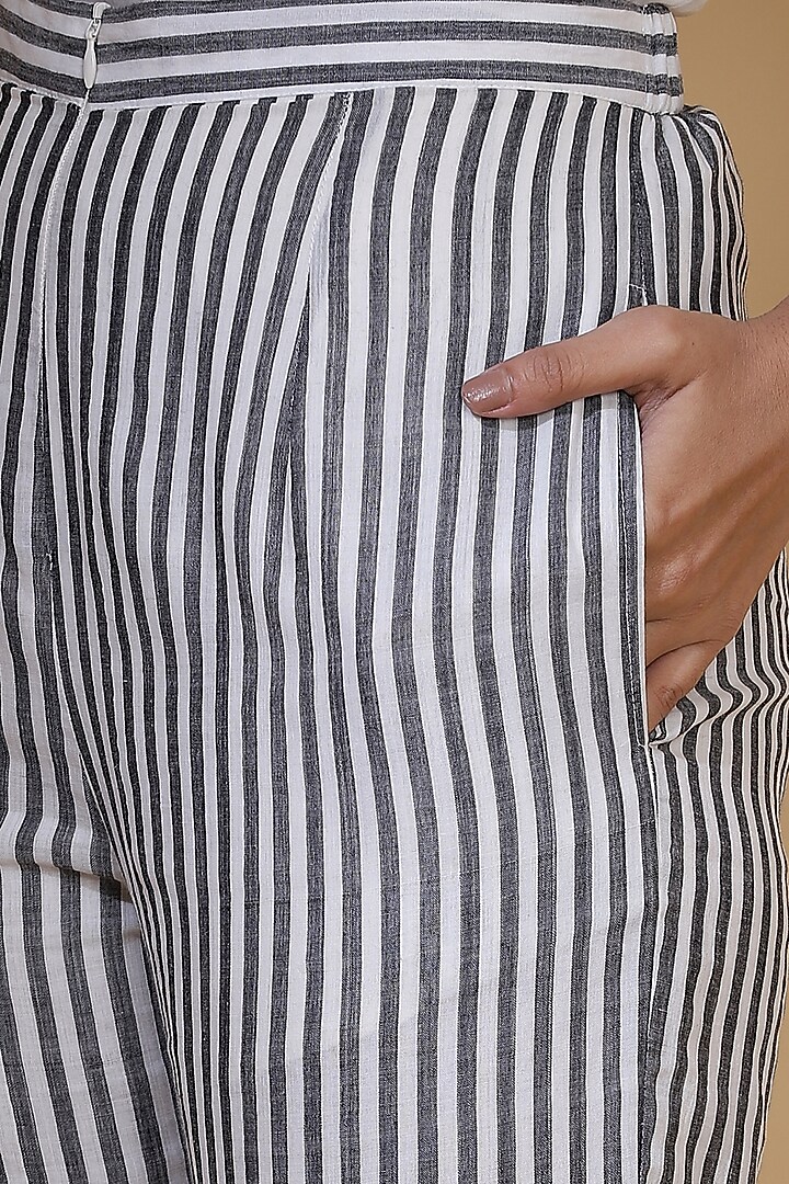 Grey Pants With Stripes by Abraham & Thakore at Pernia's Pop Up Shop