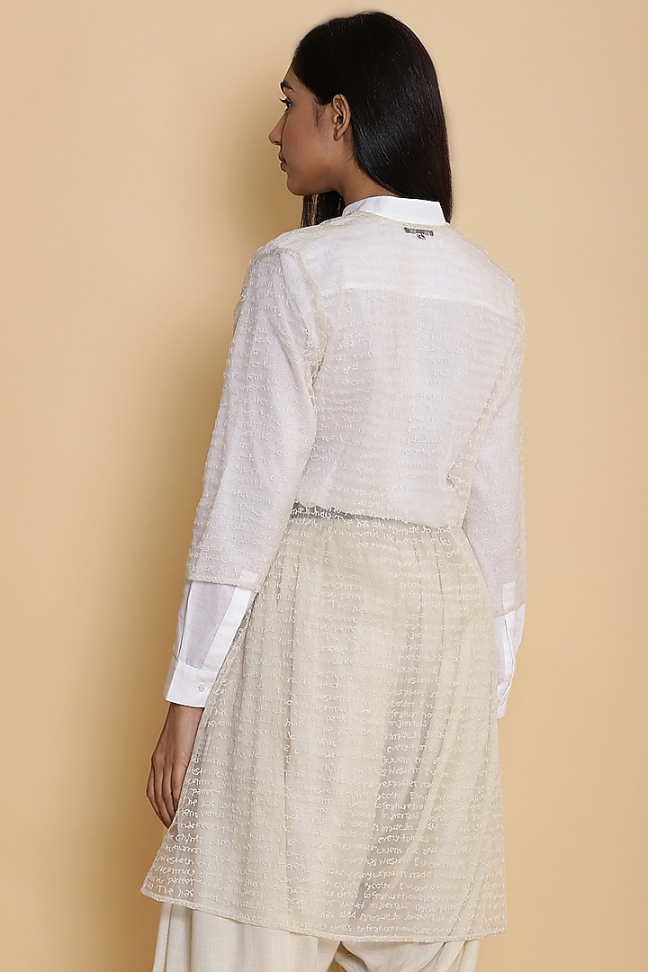 Ivory Embroidered Kimono Jacket by Abraham & Thakore at Pernia's Pop Up Shop