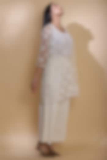 Ivory Jacket With Floral Embroidery by Abraham & Thakore at Pernia's Pop Up Shop