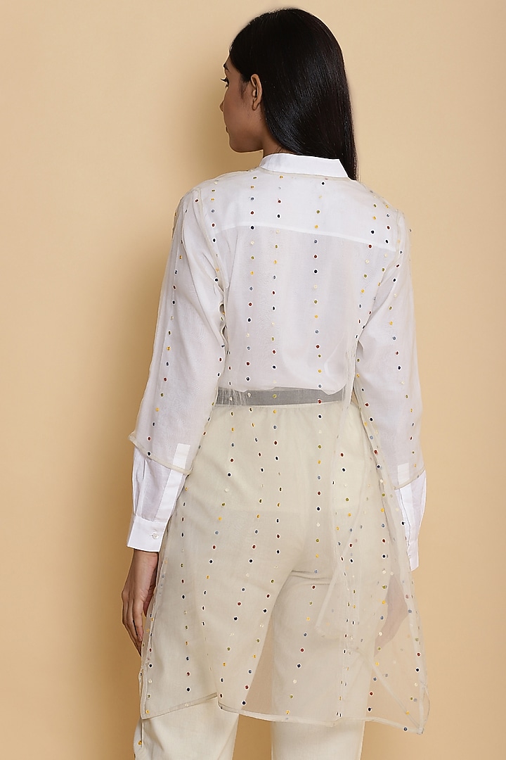 Ivory Jacket With Embroidered Dots by Abraham & Thakore at Pernia's Pop Up Shop