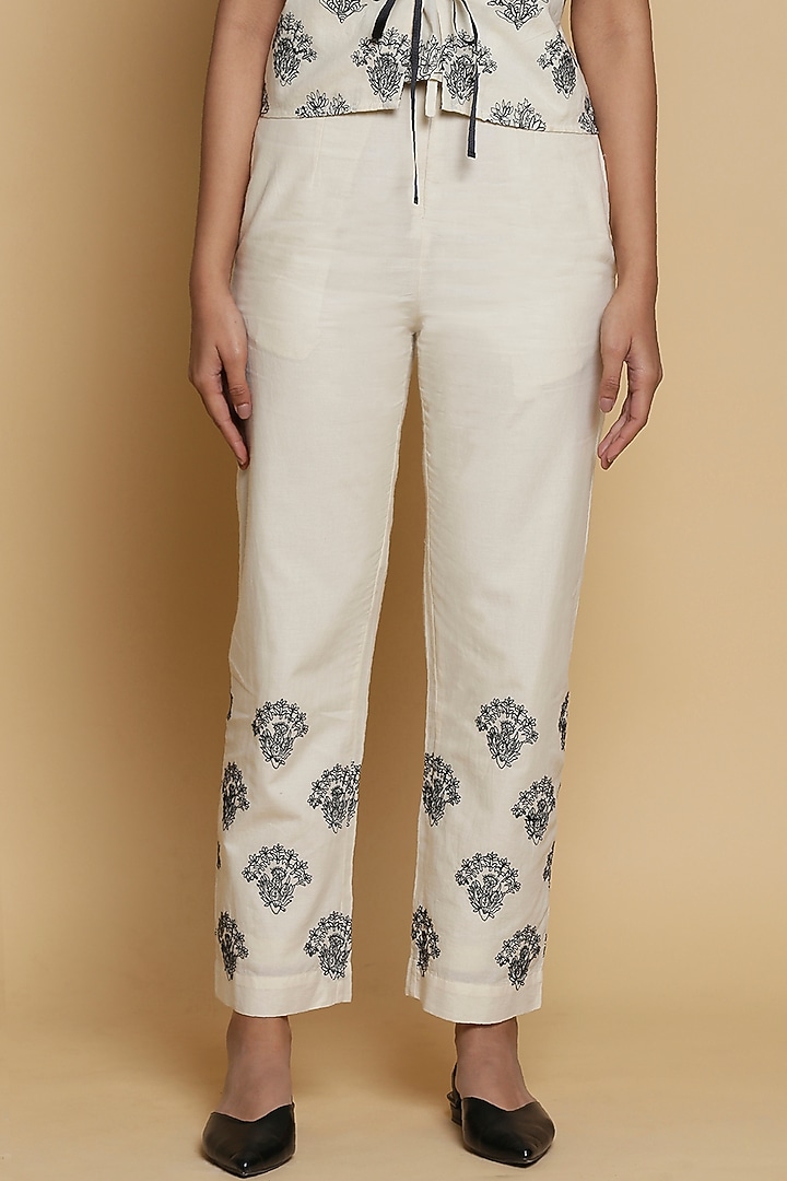 Kora Embroidered Pants by Abraham & Thakore at Pernia's Pop Up Shop