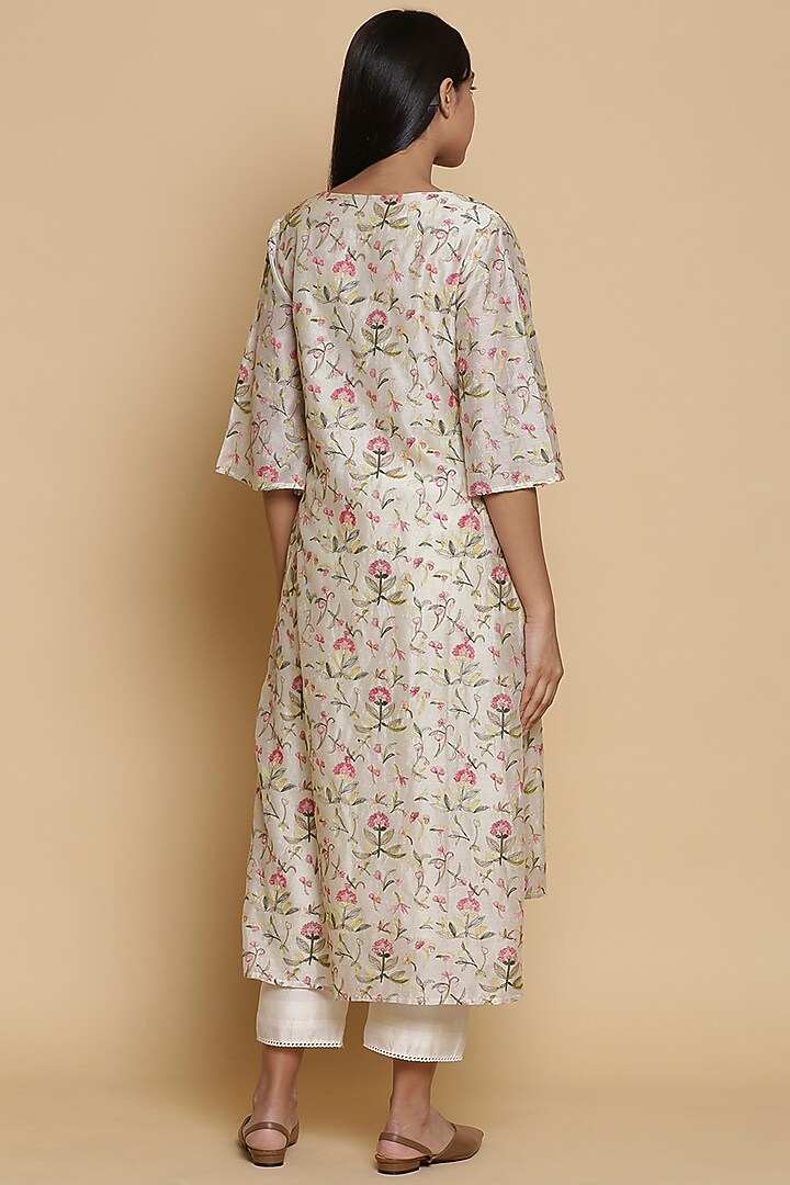 Kora White Embroidered Kurta by Abraham & Thakore at Pernia's Pop Up Shop