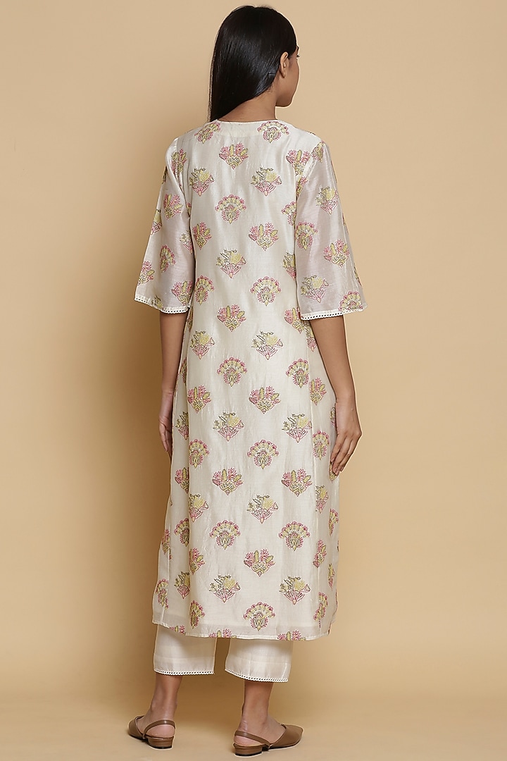 Kora White Butta Embroidered Kurta by Abraham & Thakore at Pernia's Pop Up Shop