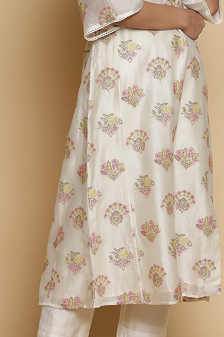 Kora White Butta Embroidered Kurta by Abraham & Thakore at Pernia's Pop Up Shop